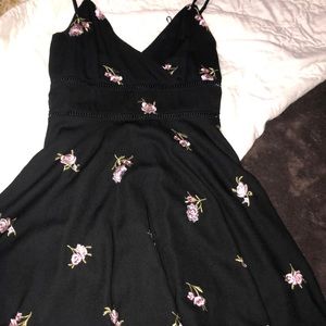 Flower design black dress